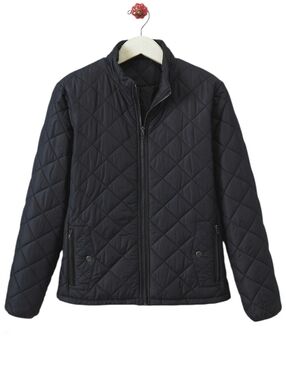 Country Store Zip Front Quilted Jacket Lightweight Puffer Pockets Black 3X